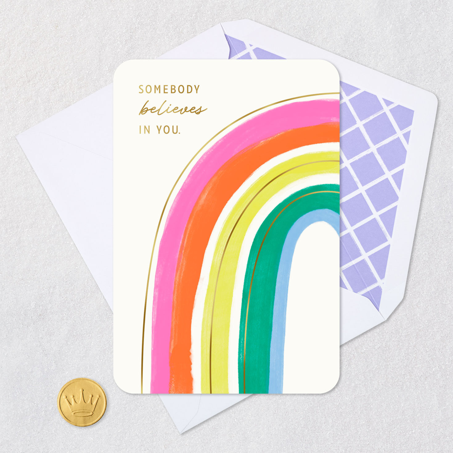 I Believe in You Rainbow Encouragement Card Card Front with Envelope and Gold Seal image number 5