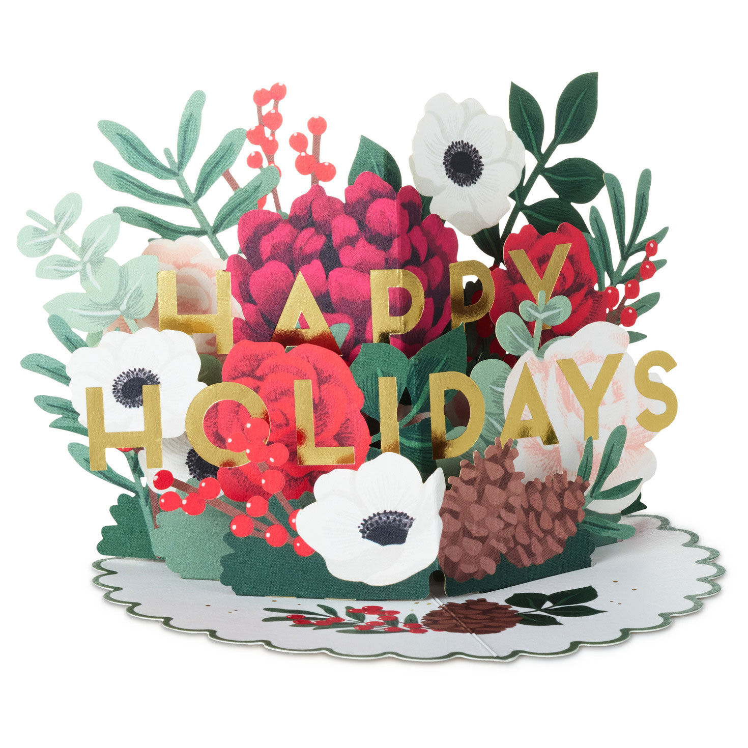 Red and Green Floral Holiday Gift Wrap Accessory front image number 1