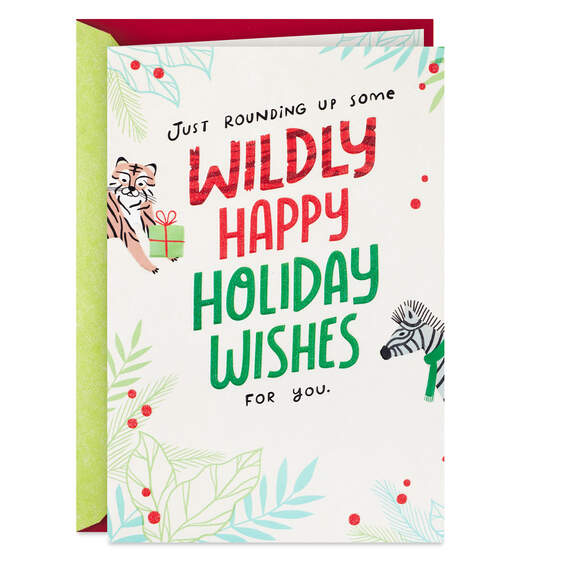 Wildly Happy Holiday Wishes Christmas Card, , large image number 1