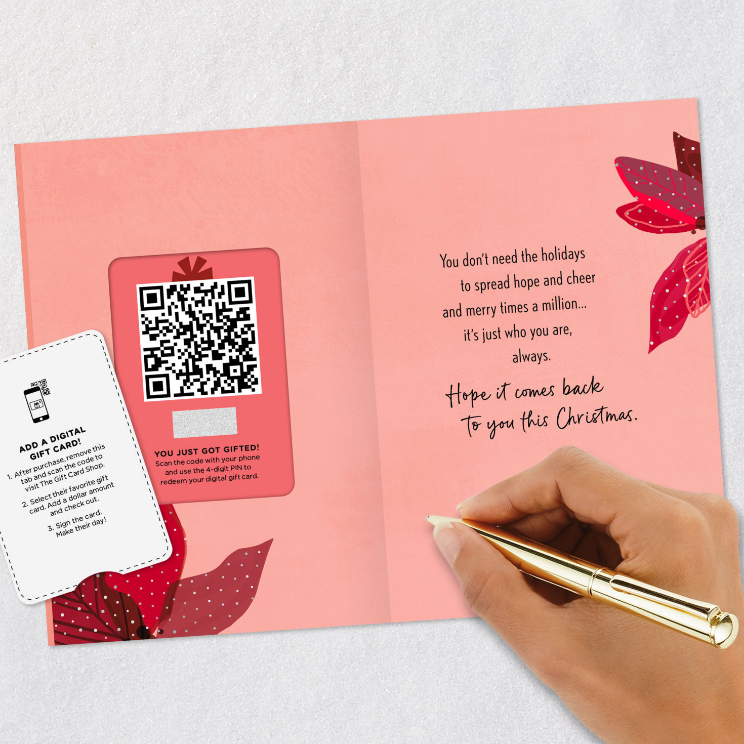 Neon Poinsettia Christmas Gift Card Greeting signing card image number 9