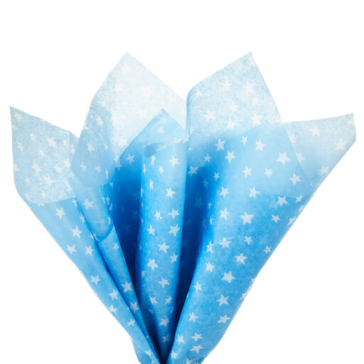 White Stars on Blue Tissue Paper, 6 sheets, 