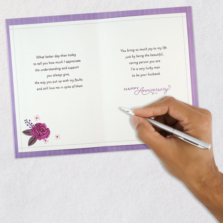 Purple Flowers Romantic Poem Wife Anniversary Card  image number 7