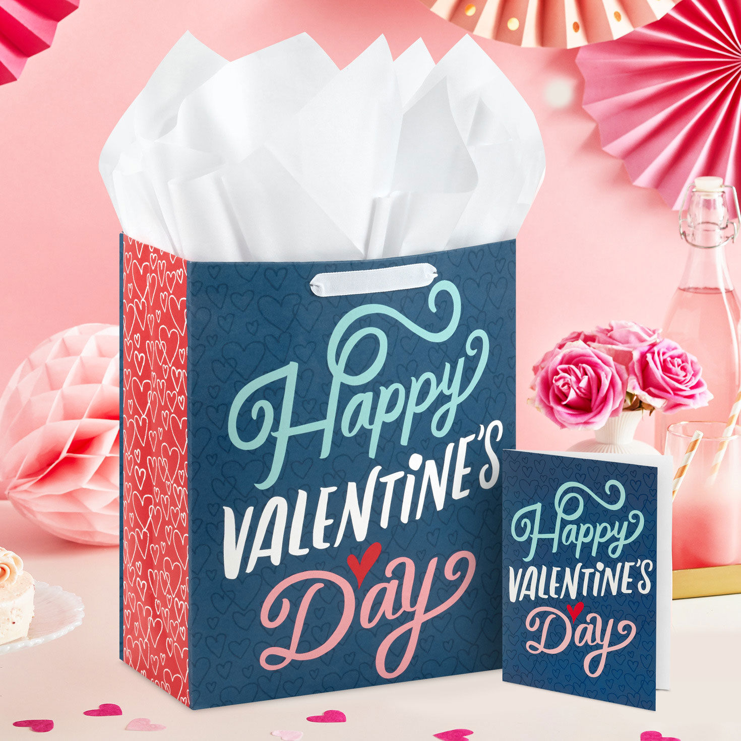 13" Happy Valentine's Day on Blue Large Gift Bag With Card and Tissue for only USD 7.49 | Hallmark