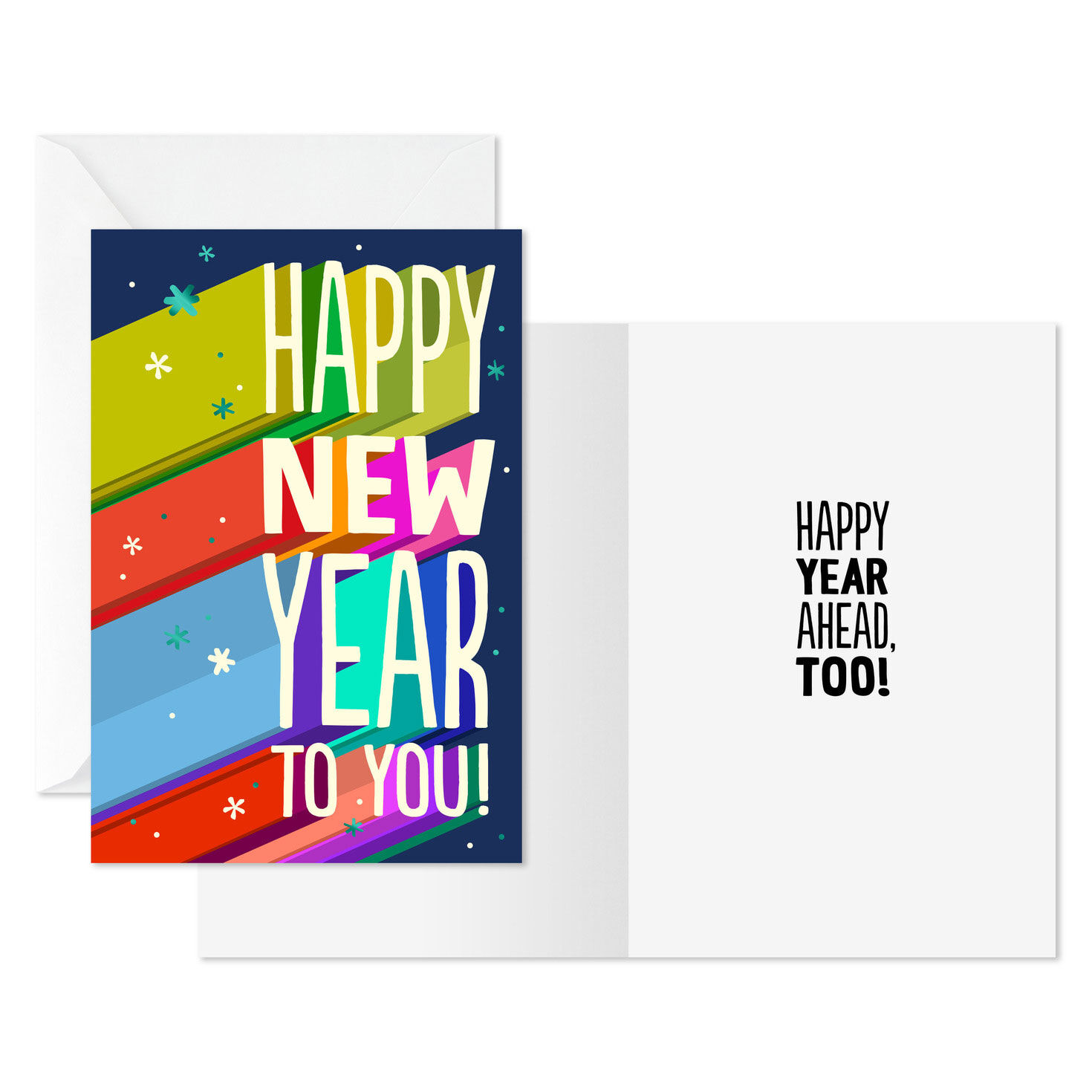 Elongated Shadow Lettering New Year Card Pack Card Front with Sentiment image number 2