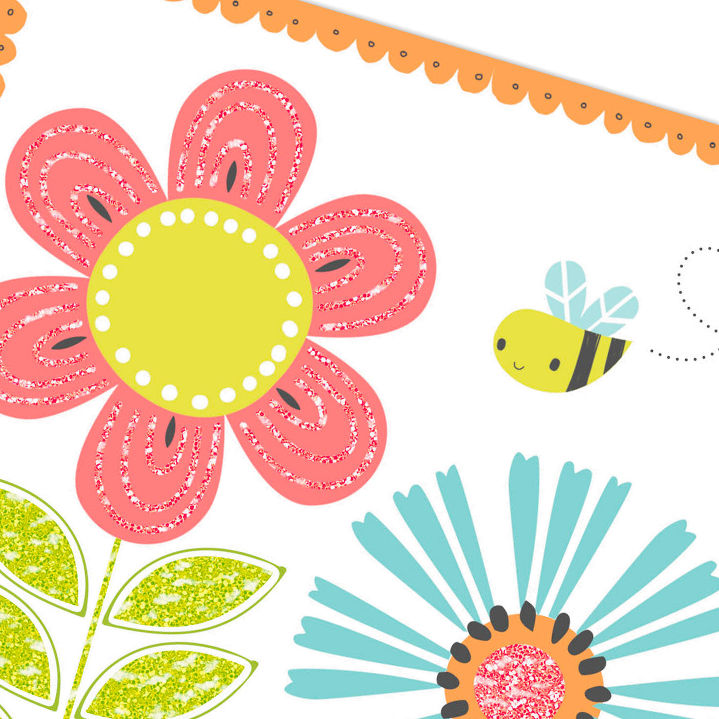 Flowers and Bee All-Occasion Blank Card Card Front Detail image number 3
