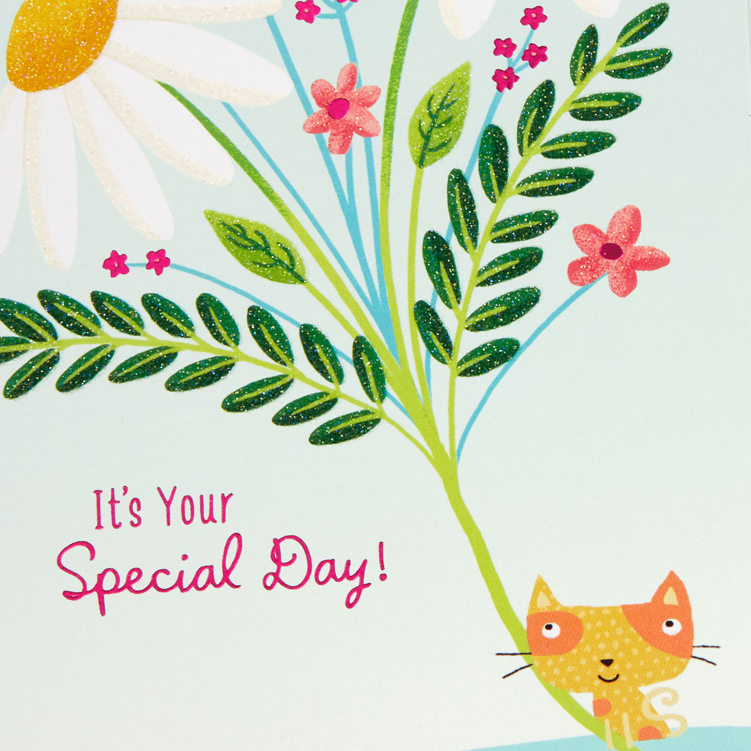 Cute Cat Holding Flowers Happy Birthday Card Card Front Detail image number 4