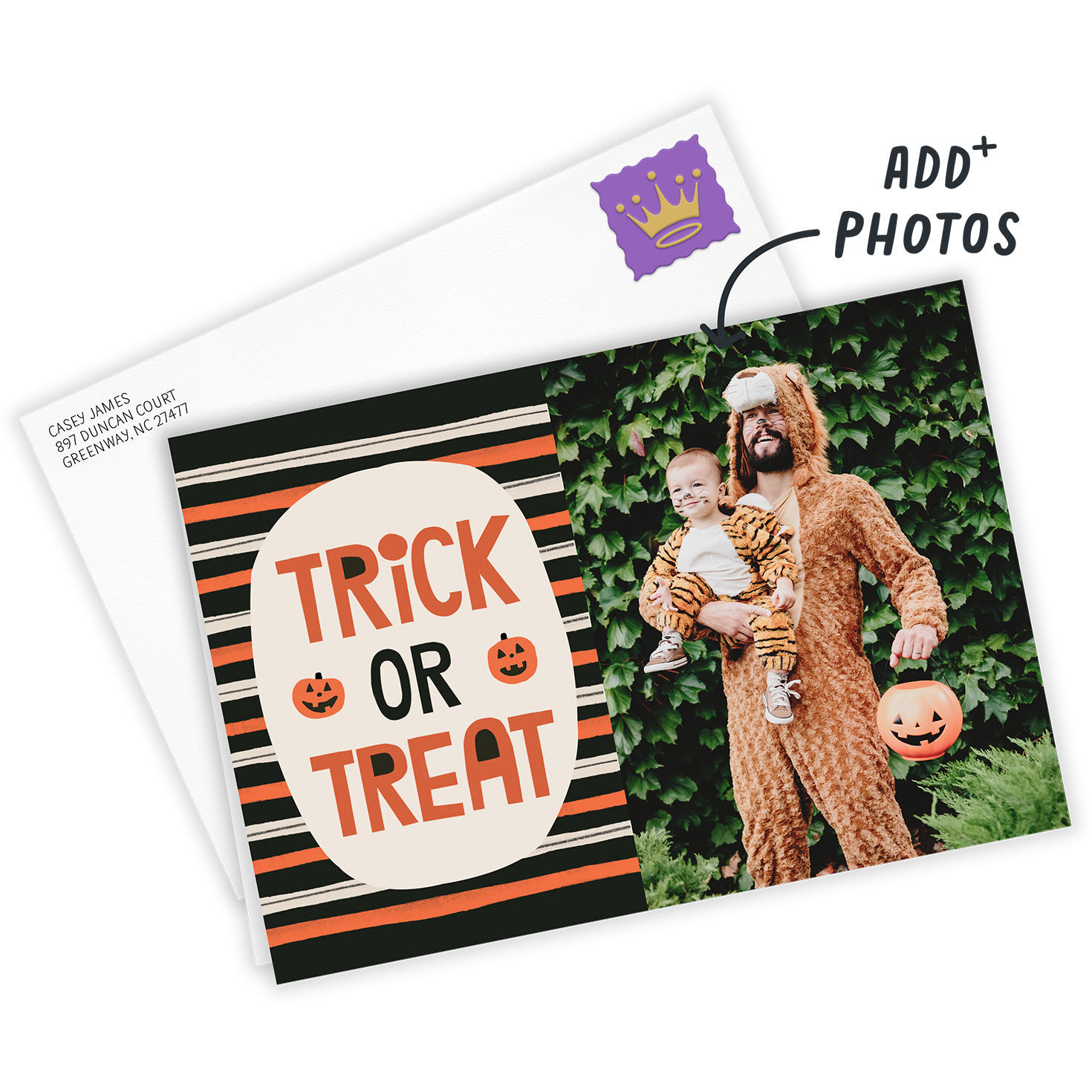 Bold Stripes Trick or Treat Custom Halloween Card, , large image number 2