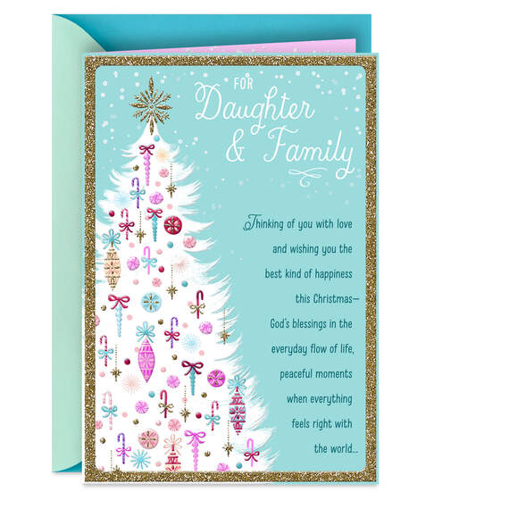 Love, Joy and Happiness Religious Christmas Card for Daughter and Family