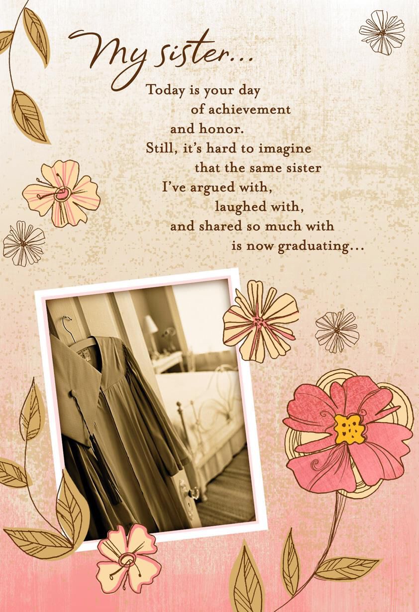 Gown Graduation Card for Sister