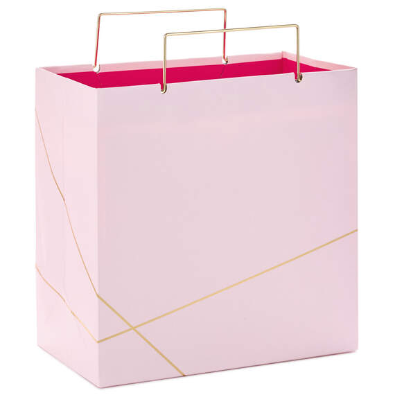 Light Pink With Gold Medium Square Gift Bag, 7.7"