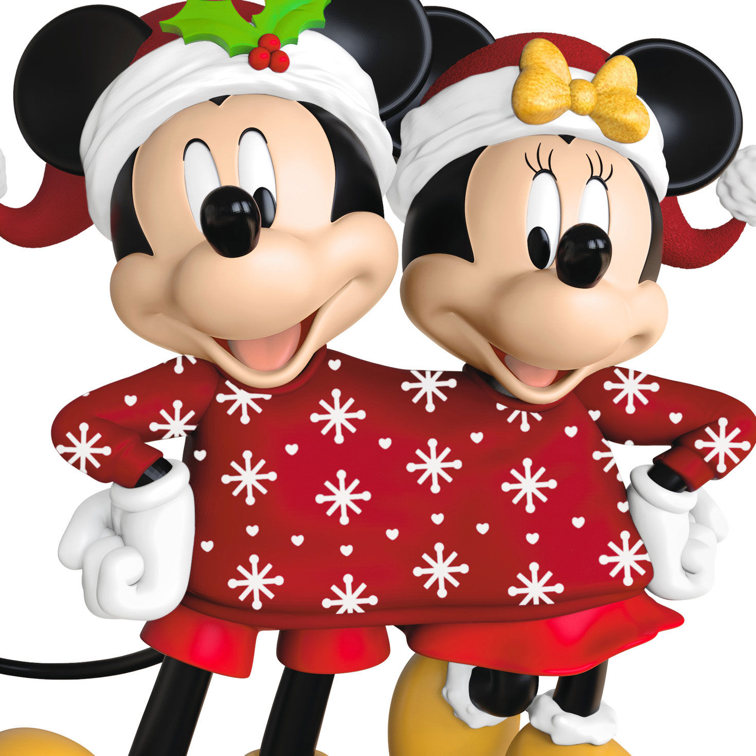 Mickey Minnie One Red Sweater Keepsake Ornament closeup view image number 5