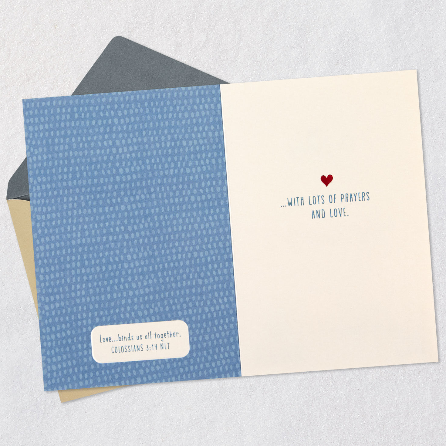 Bear Hugging Heart Religious Encouragement Card Open card with envelope image number 4