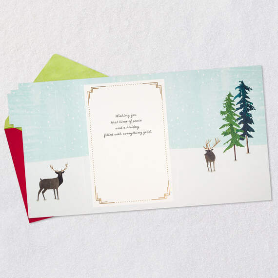 Peace Everywhere Deer in Snowy Forest Holiday Card, , large image number 5