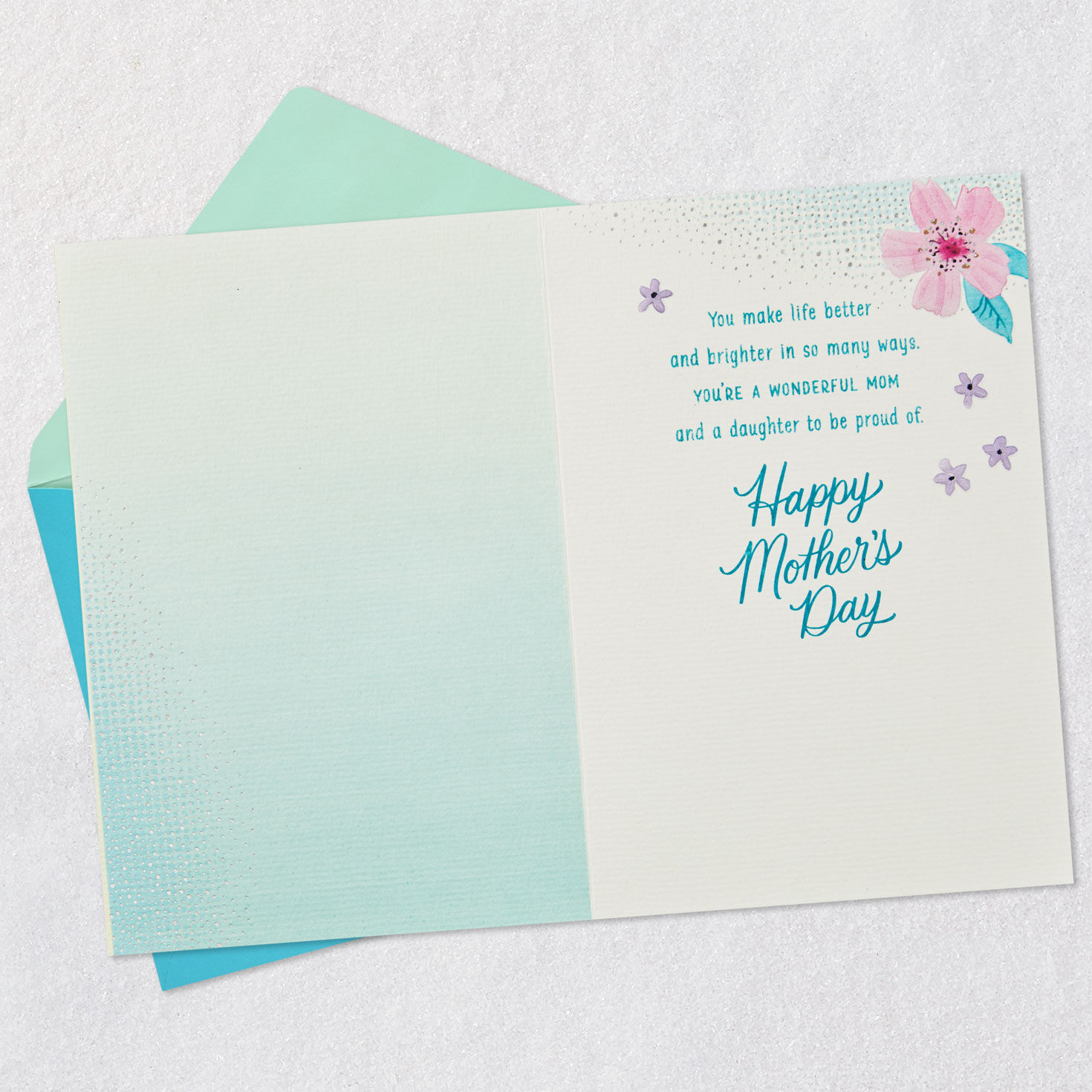 Pink and Peach Flowers Mother's Day Card for Daughter Open card with envelope image number 3