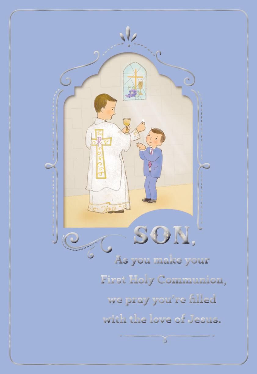 Minister and Boy First Communion Card for Son
