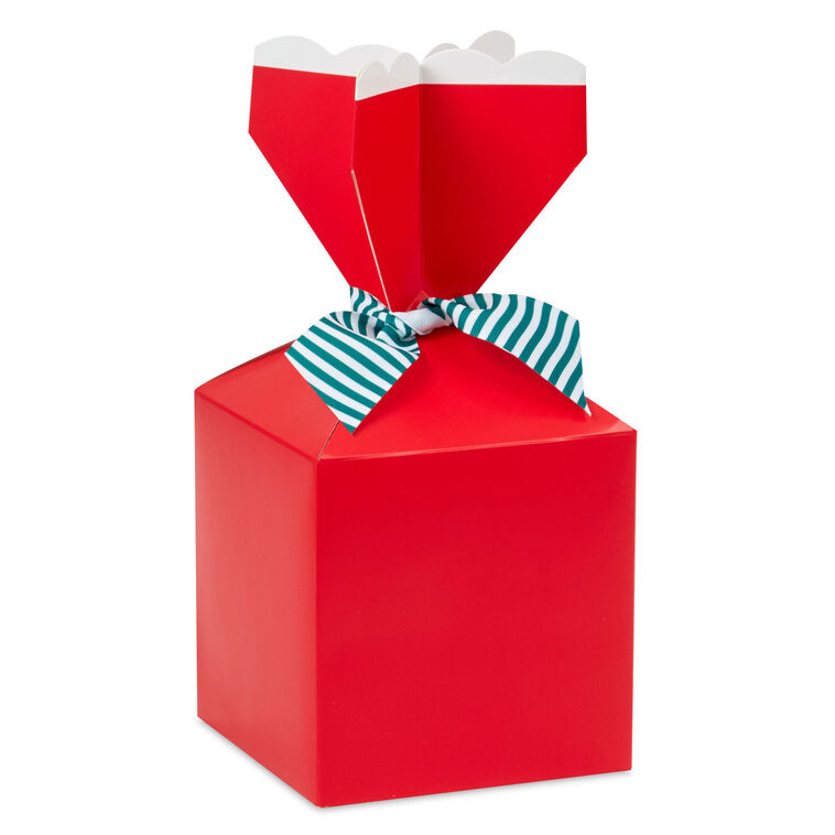 Solid Red Christmas Vertical Treat Box With Tie