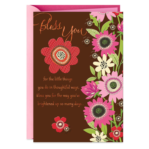 Bright Flowers Bless You Religious Thank-You Card, 