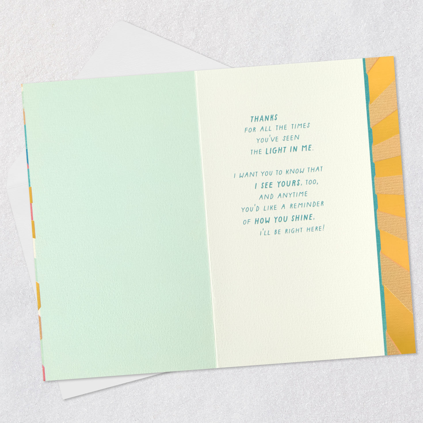 Colorful Rays Friendship Card Open card with envelope image number 3