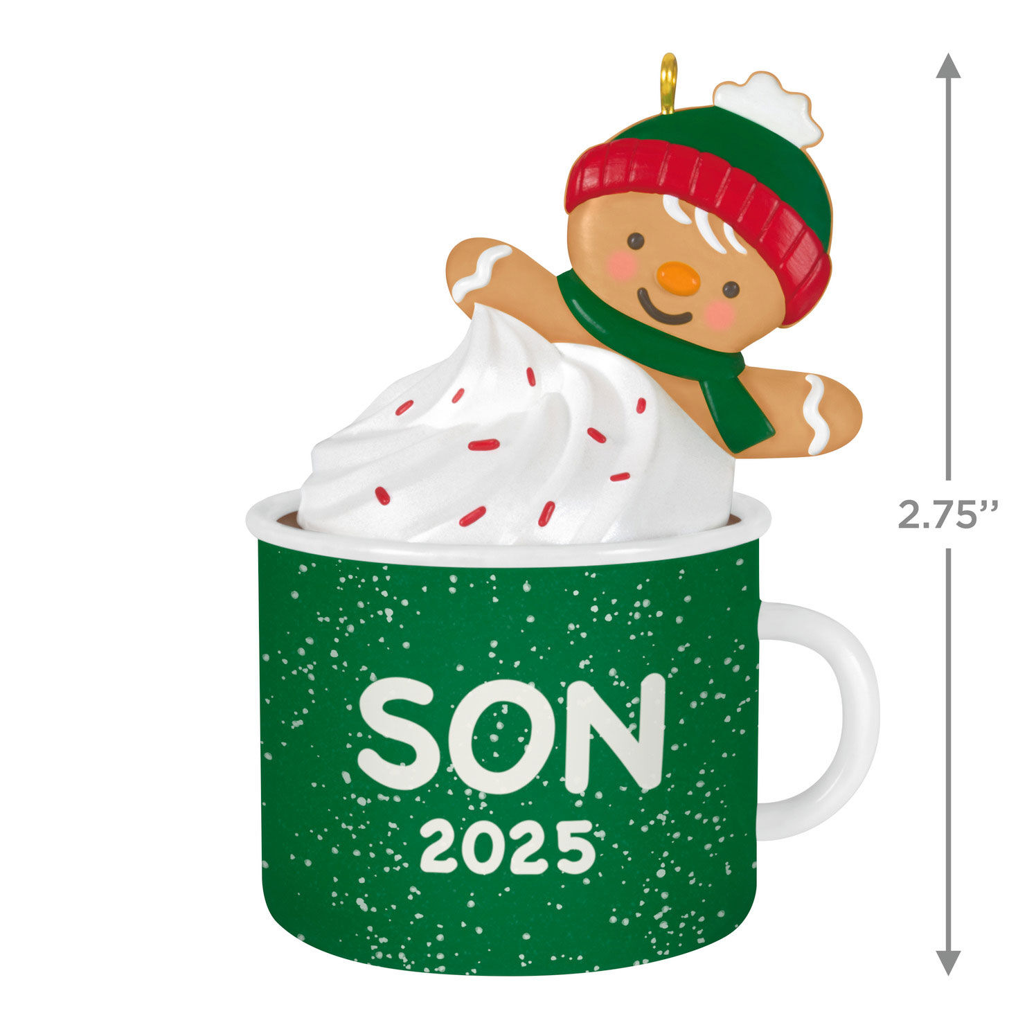 Gingerbread Boy in Son Mug 2025 Keepsake Ornament measurement image number 3