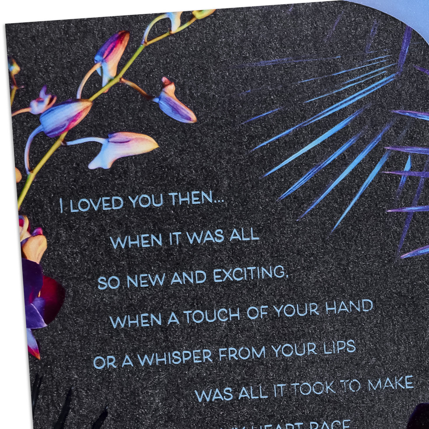 Jewel-toned Orchid Romantic Anniversary Card Card Front Detail image number 4
