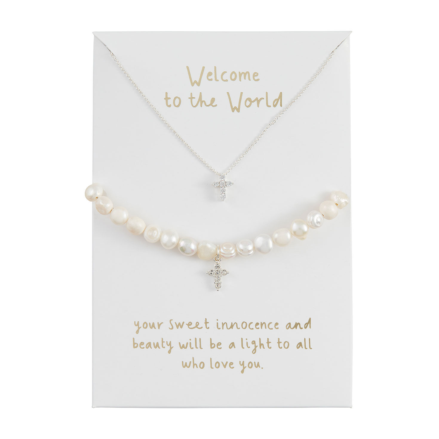 Mud Pie Cross Jewelry Gift Set for Baby