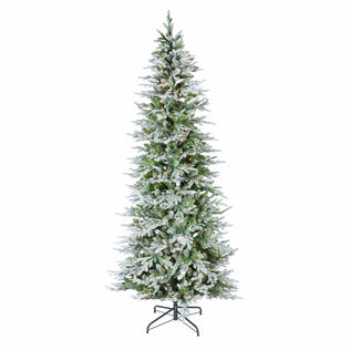 9 ft Pre-Lit Natural Cut Flocked Spruce Christmas Tree with 700 Warm White LED Lights and 2925 Tips