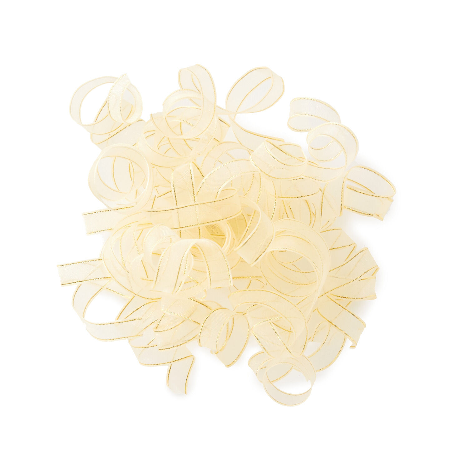 White and Gold Sheer Curly Ribbon Bow, 7.5", White & Gold, large image number 1