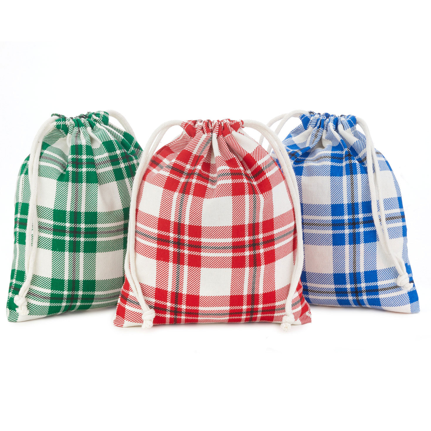 10" Assorted Plaid 3-Pack Fabric Gift Bags for only USD 14.99 | Hallmark