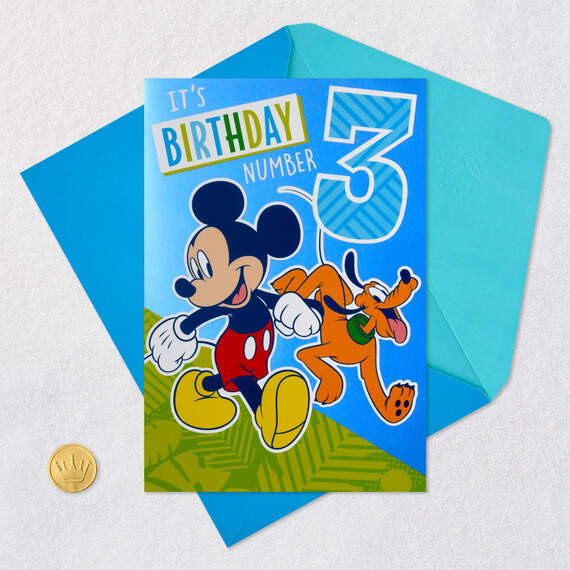 Disney Mickey Mouse 3rd Birthday Card With Sticker, , large image number 7