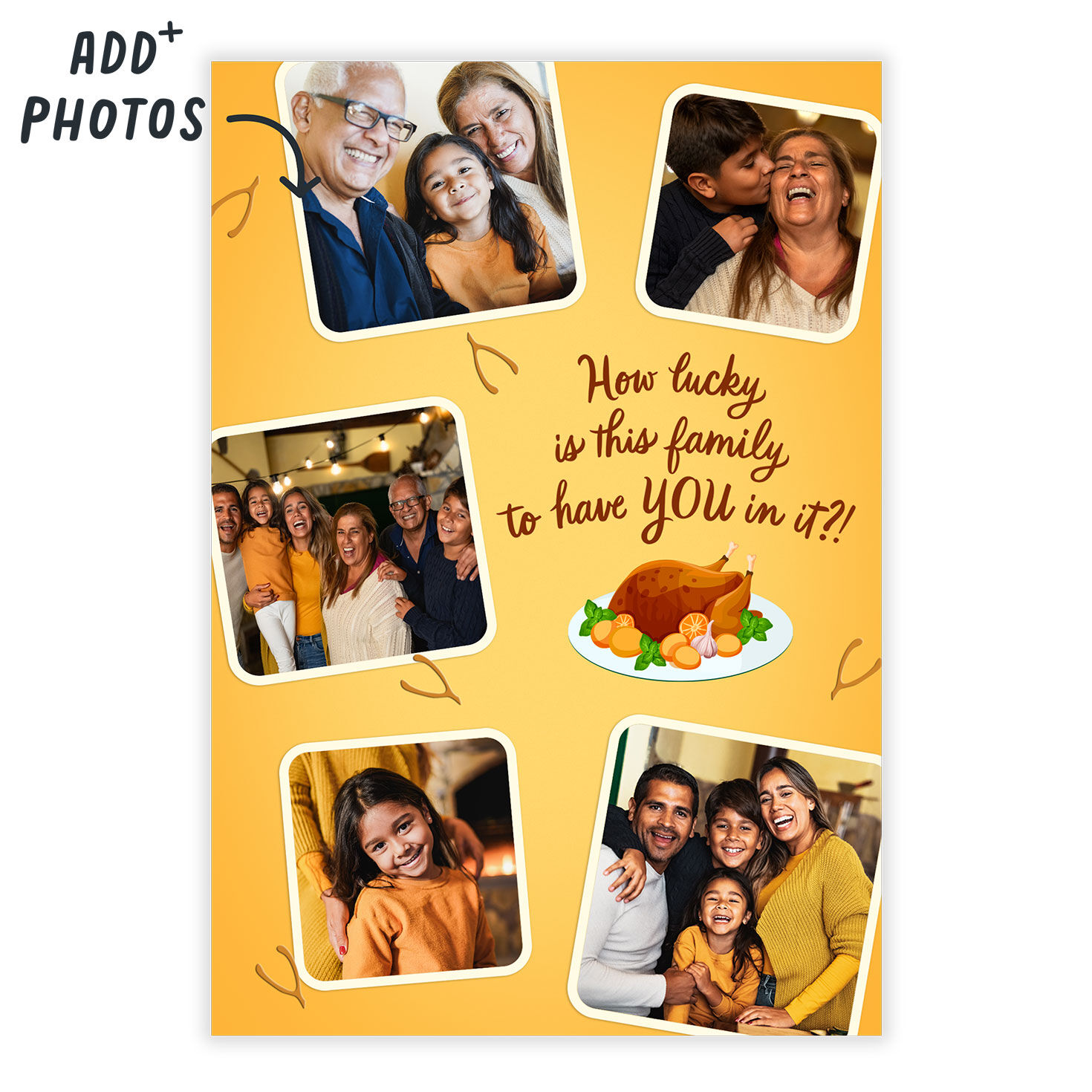 Turkey Platter Personalized Thanksgiving Card Card Front indicating personalization image number 2