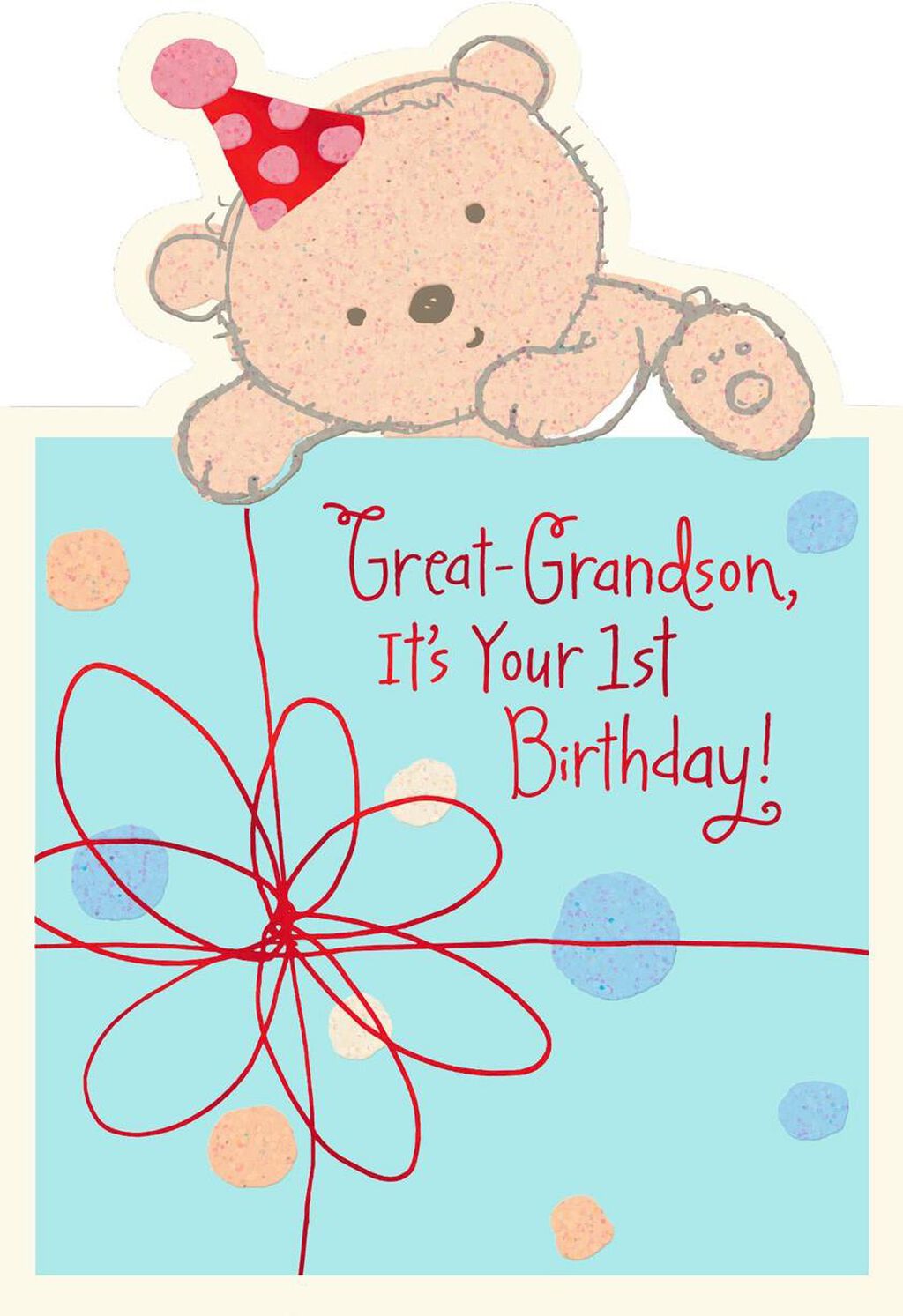 Baby Bear 1st Birthday Card For Great Grandson Greeting Cards