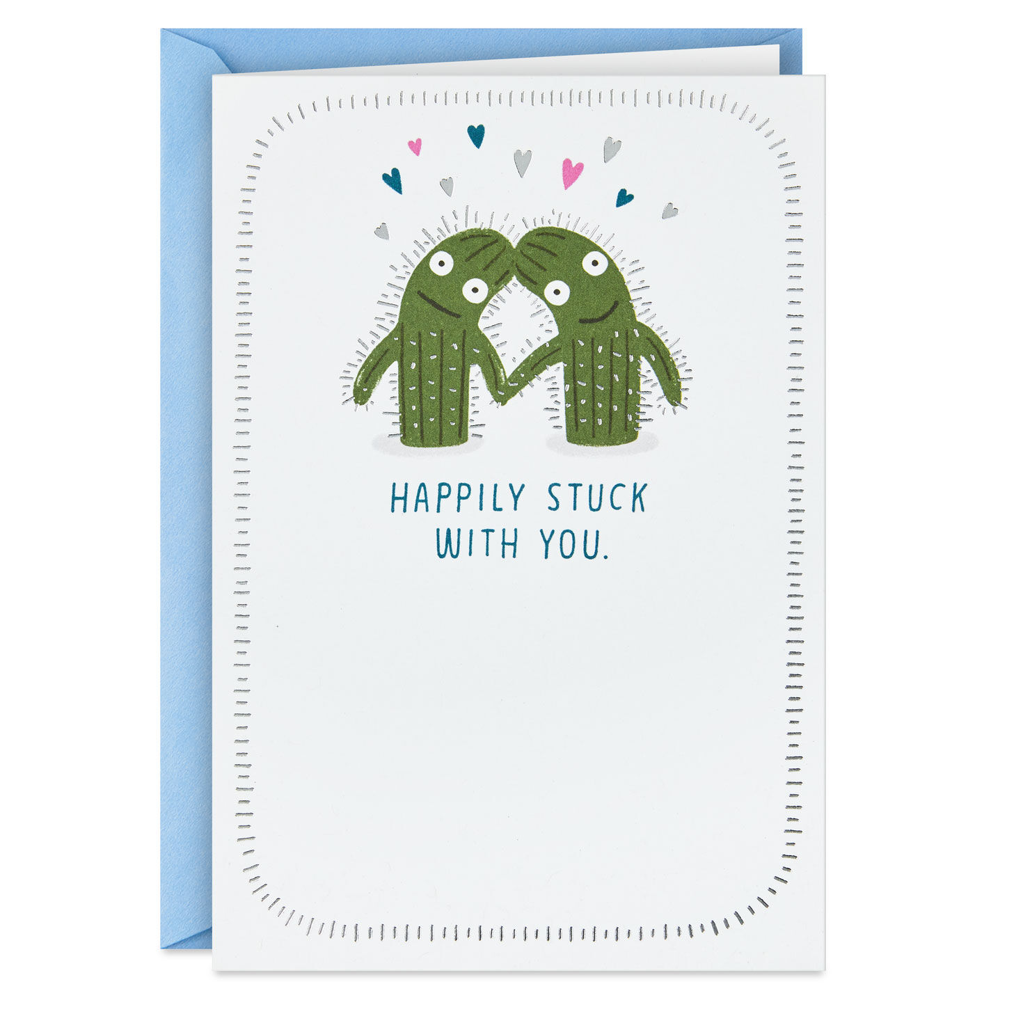 Cactus Happily Stuck With You Funny Anniversary Card