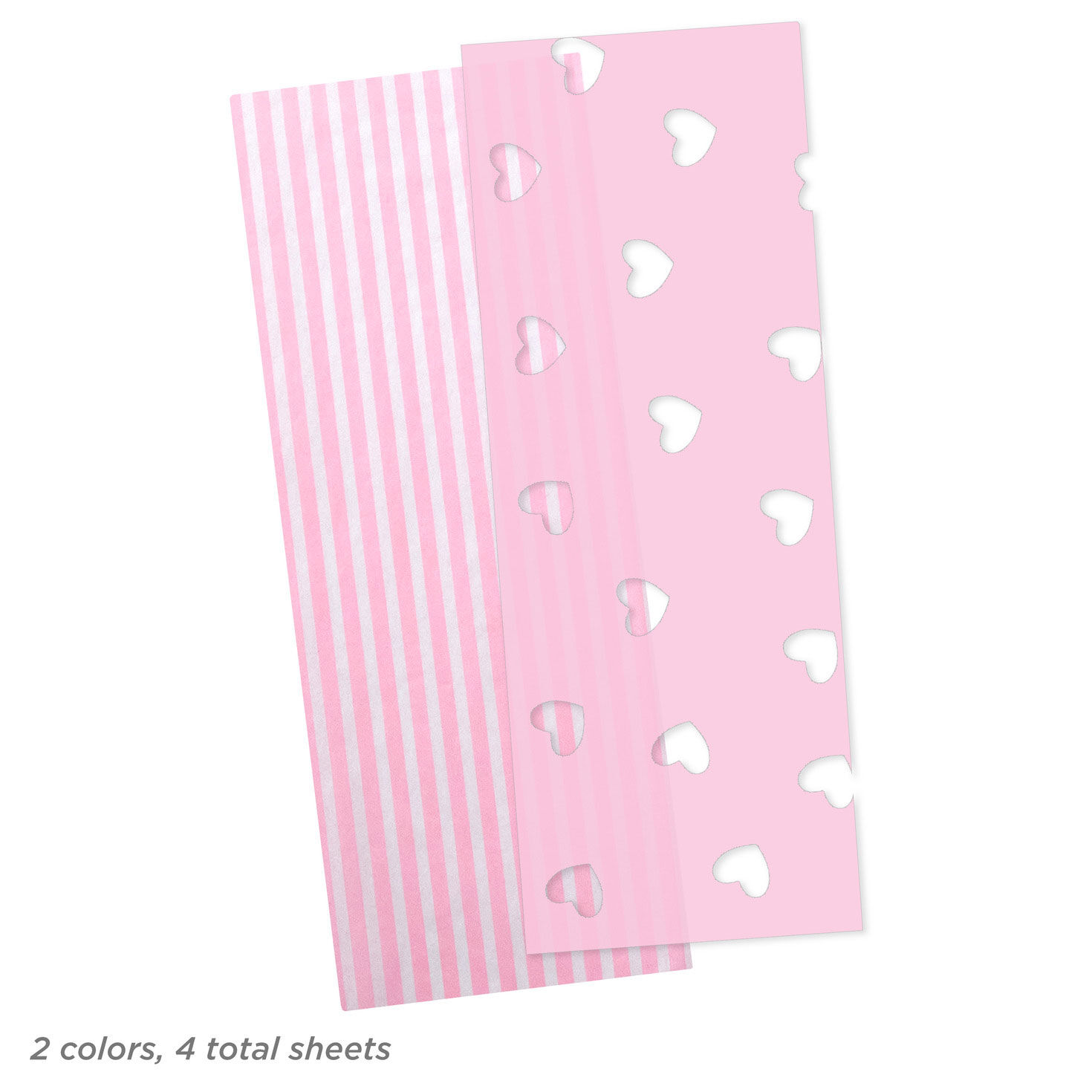 Pink Stripes and Pink With Cutout Hearts 2-Pack Tissue Paper, 4 sheets total for only USD 4.49 | Hallmark
