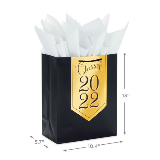 13" Assorted 3-Pack Large 2022 Graduation Gift Bags With Tissue Paper, 