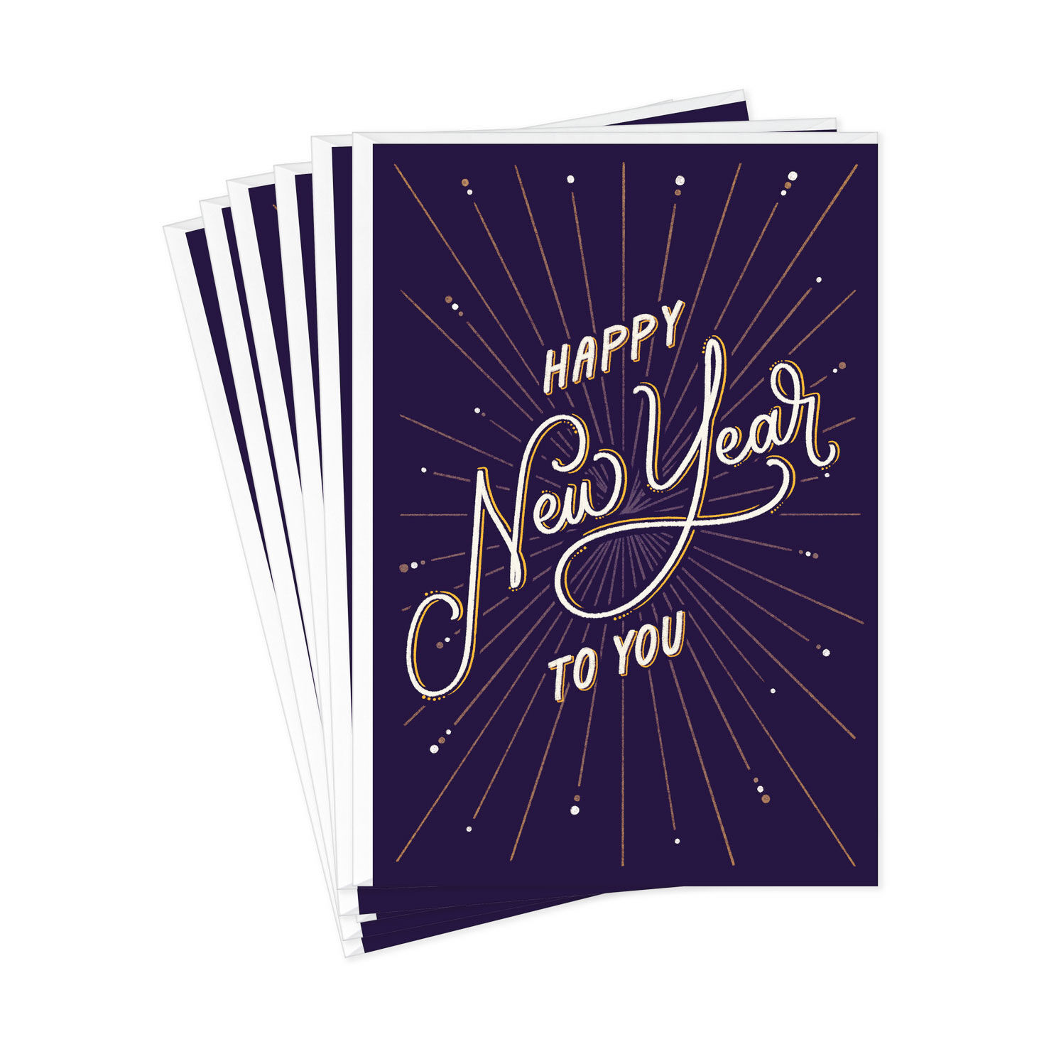 Starburst on Navy New Year Cards Pack Card Front image number 1