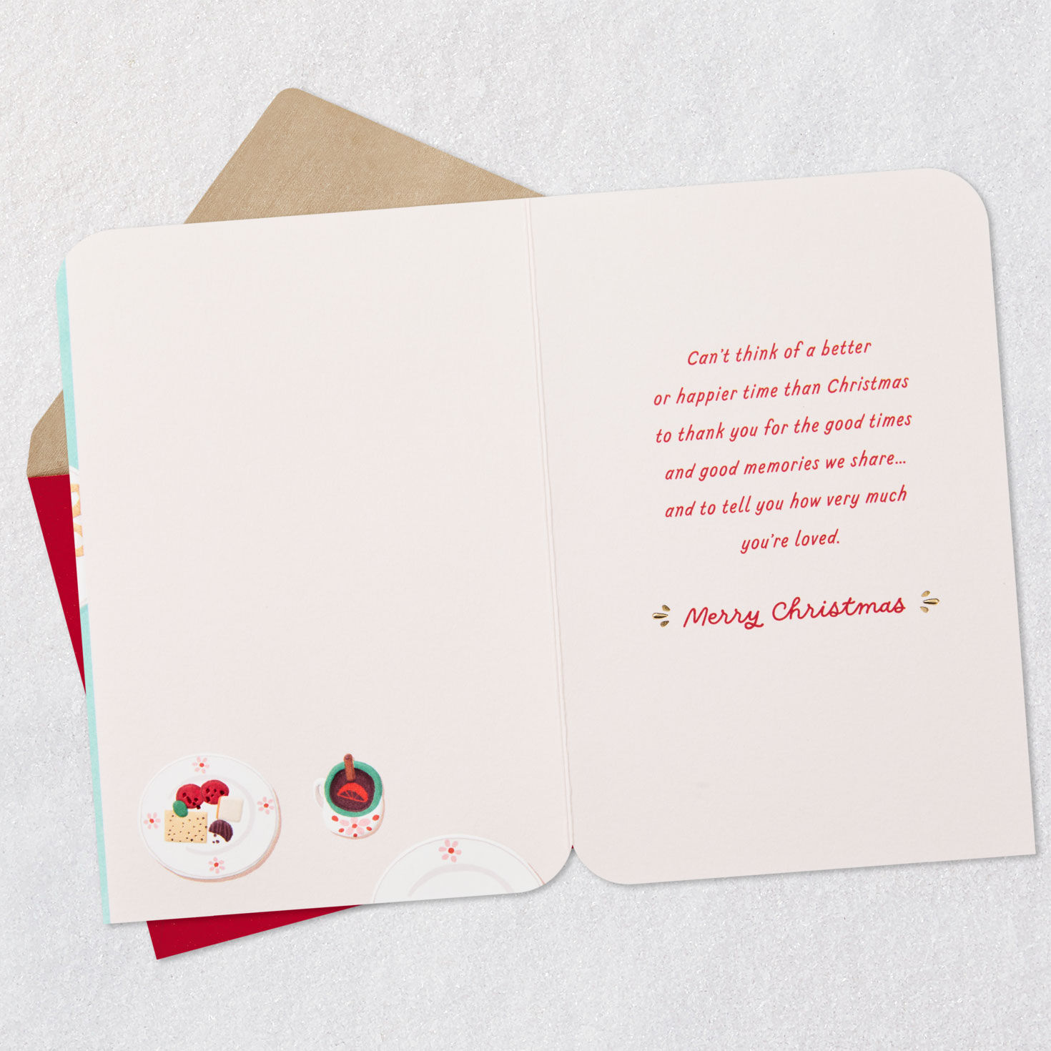 Tree-Shaped Charcuterie Board Family Christmas Card Open card with envelope image number 3