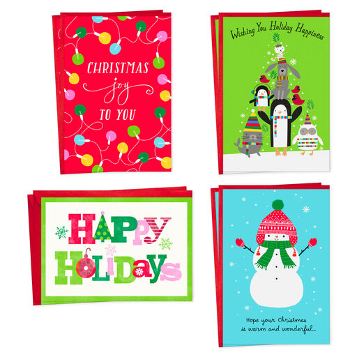 Cute Critters Festive Assorted Christmas Cards, Pack of 8, 