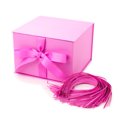 Bubblegum Pink 5x7 Large Gift Box With Shredded Paper Filler, 
