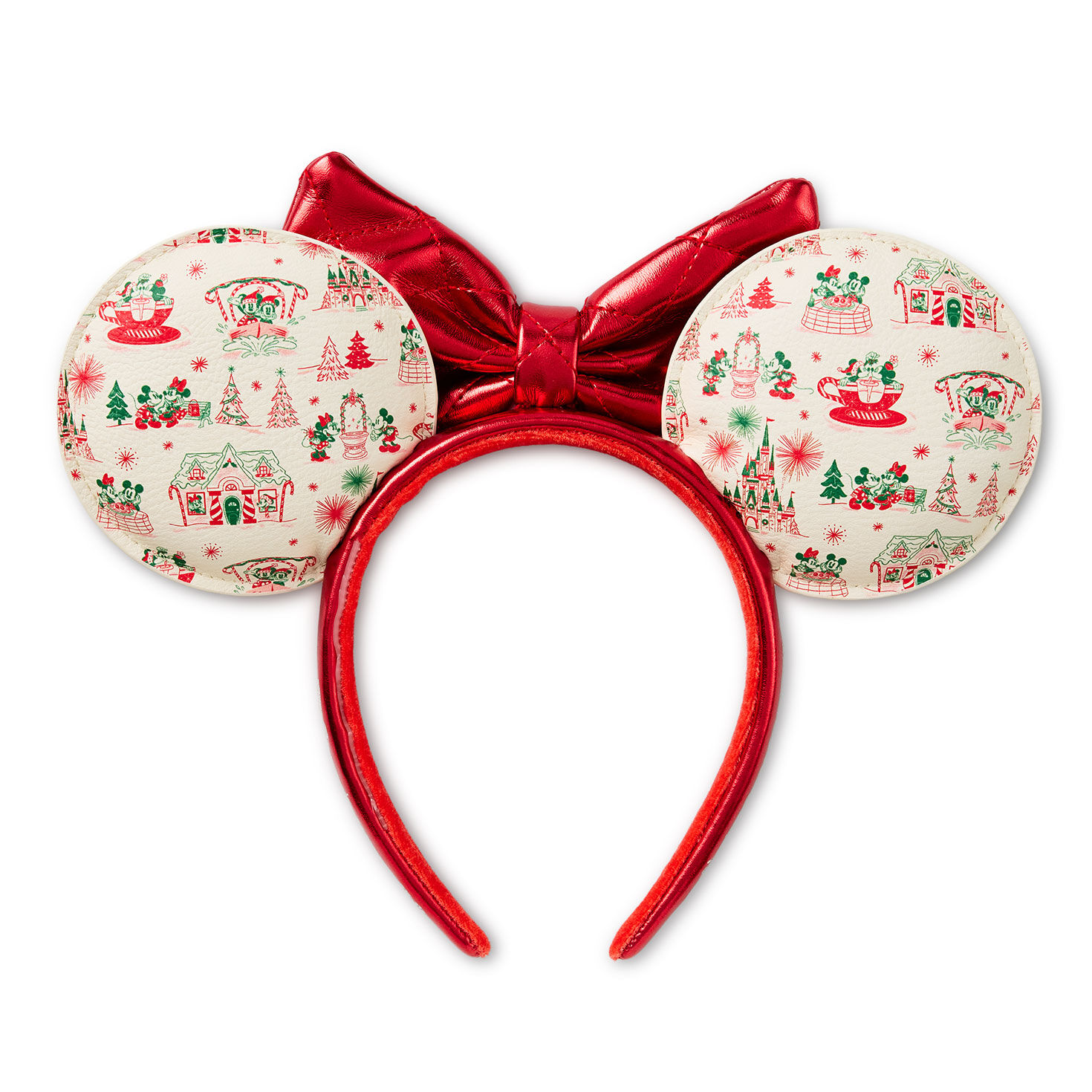 Red Gold Cream Minnie Ears Headband Back image number 2