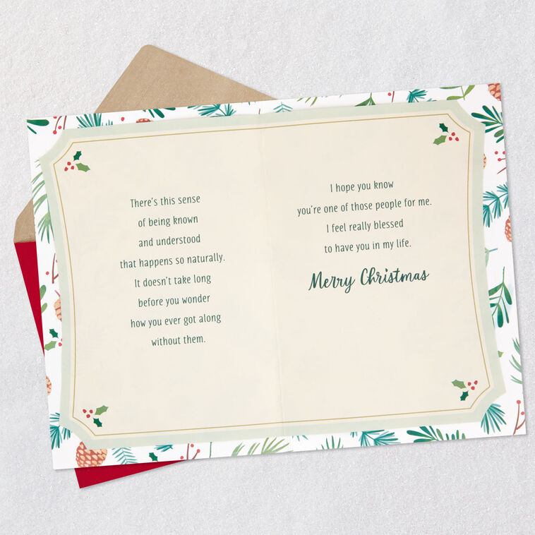 Elegant Pine Cones and Evergreen Sprigs Christmas Card Open card with envelope image number 4