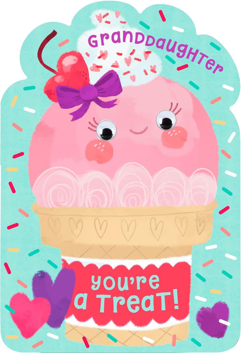 Ice Cream Cone You're a Treat Valentine's Day Card for Granddaughter