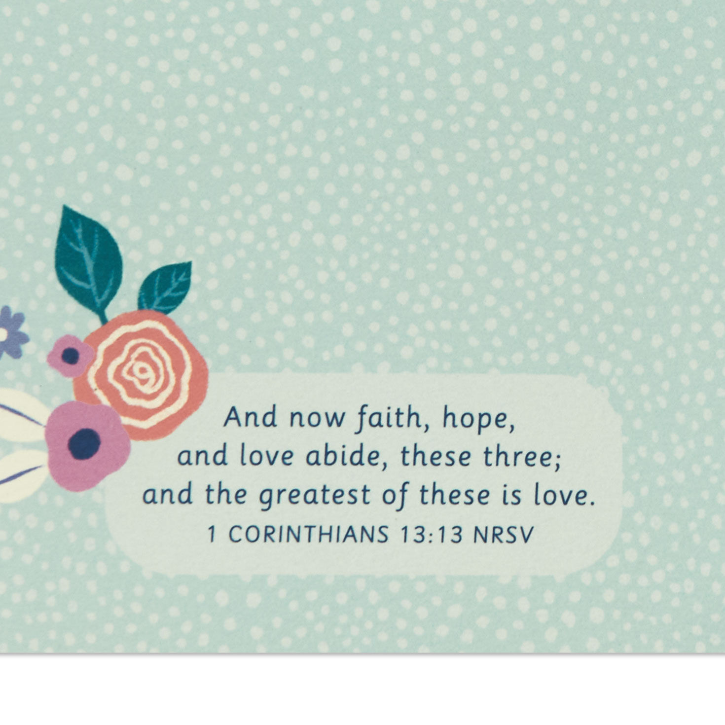 Painted Spring Flowers and Butterfly on Light Blue Anniversary Card Scripture image number 3