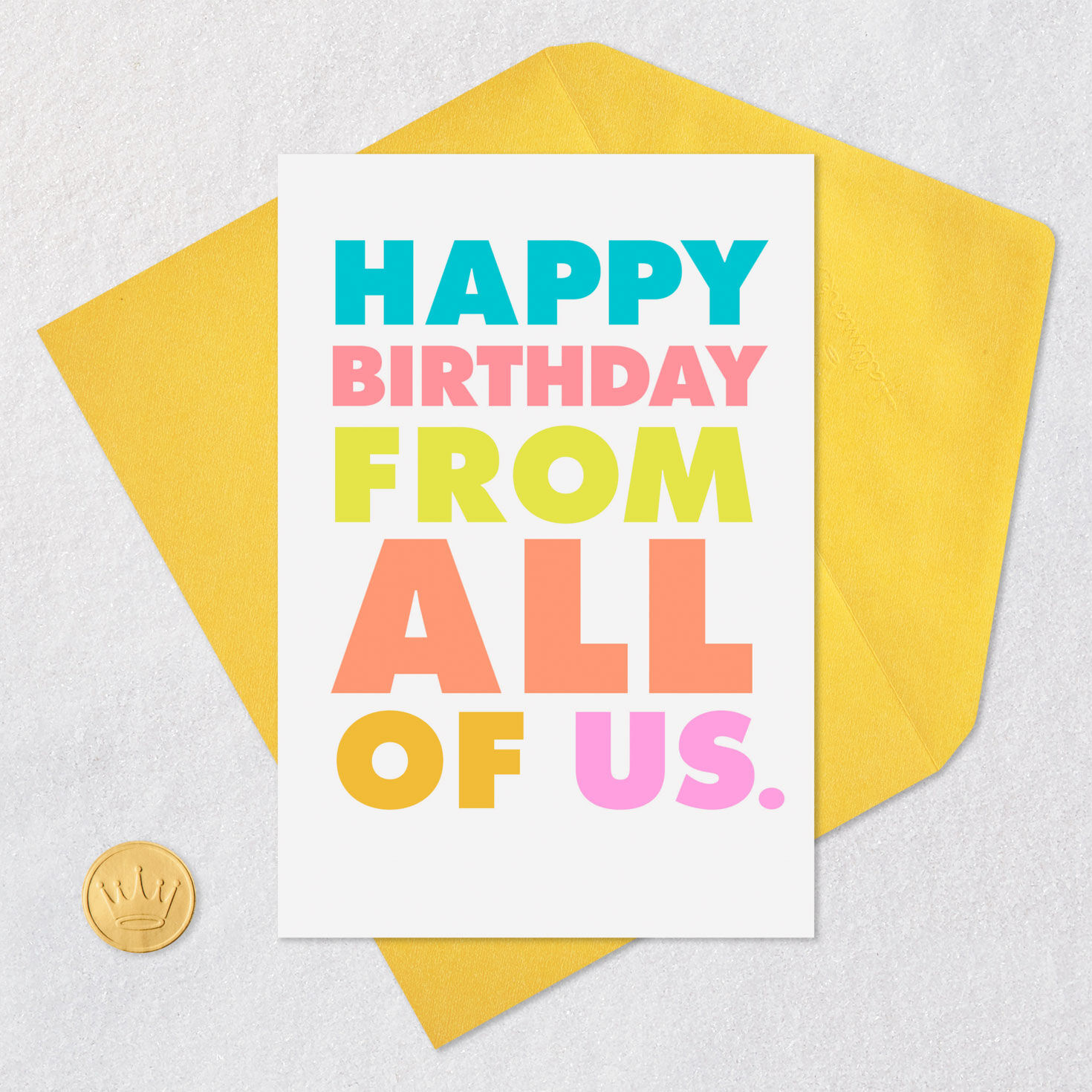 Colorful Lettering Funny Birthday Card From Us Card Front with Envelope and Gold Seal image number 5