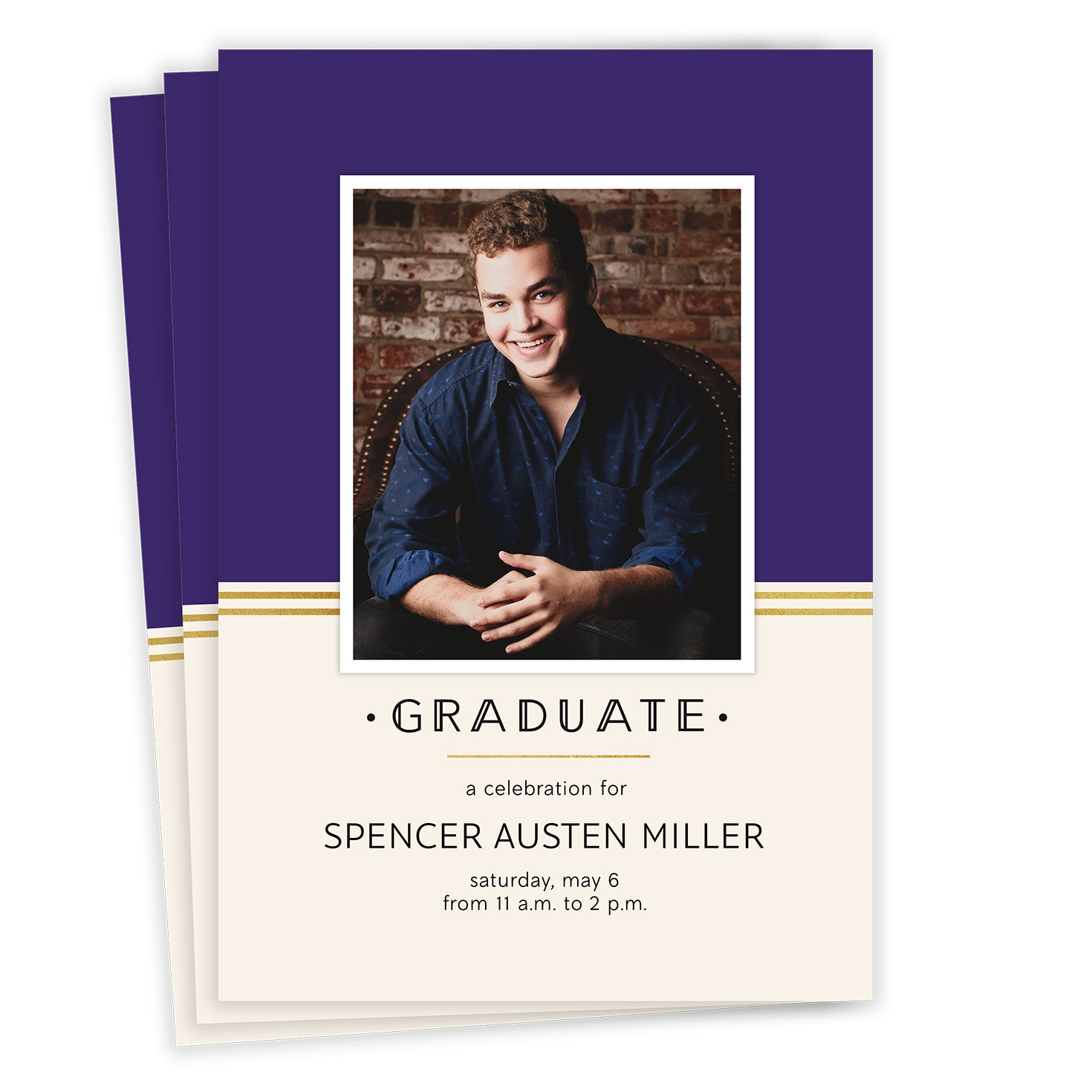 Purple Classy Art Deco Graduation Invitation, , large image number 1