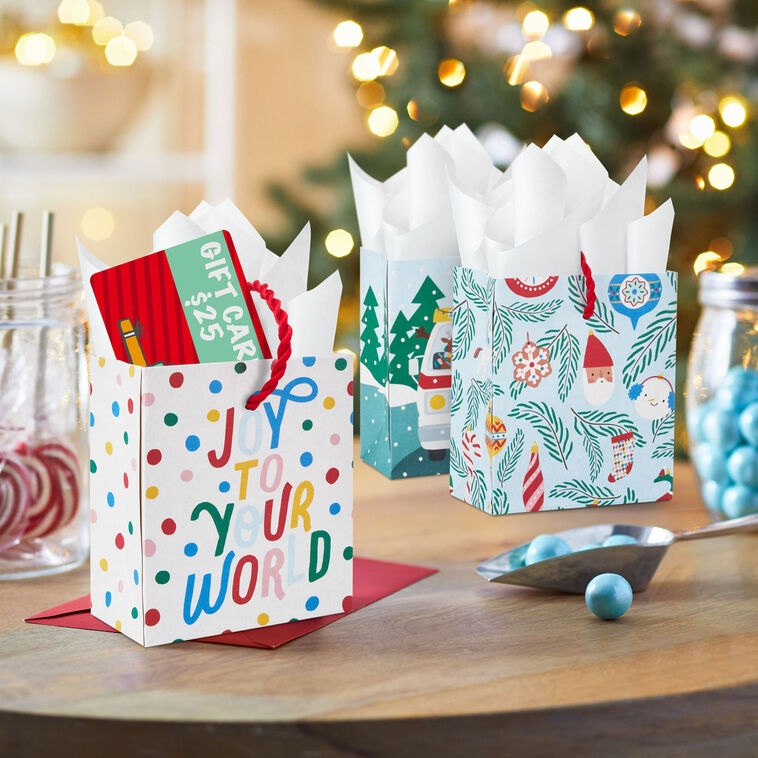 4.6" Fun 5-Pack Assortment Christmas Gift Card Holder Mini Bags, , large image number 2
