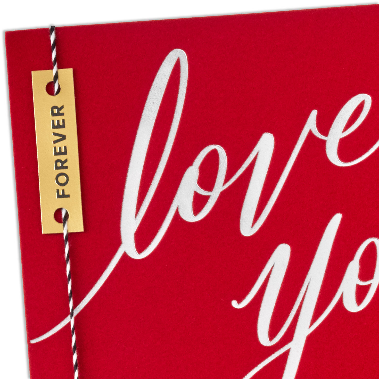 Flocked Red and Silver Love You Valentine's Day Card Card Front Detail image number 4