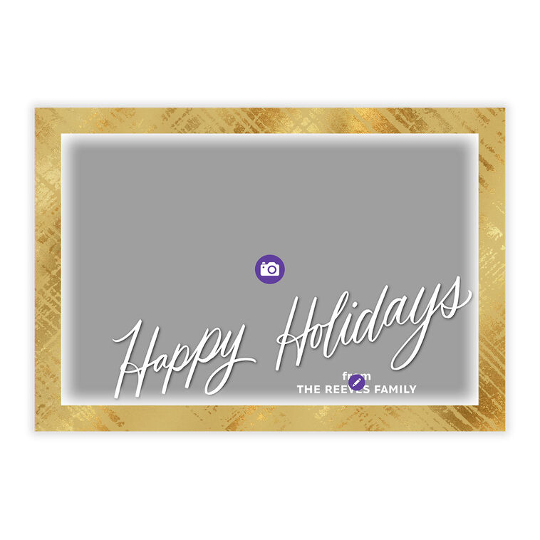 Frosted Gold Frame Flat Holiday Photo Card, , large image number 5