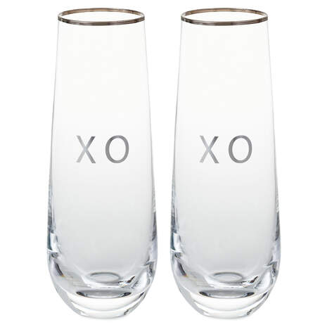 XO Stemless Champagne Flutes, Set of 2, , large