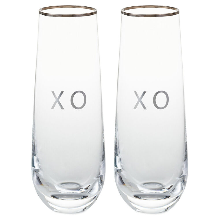 XO Stemless Champagne Flutes, Set of 2