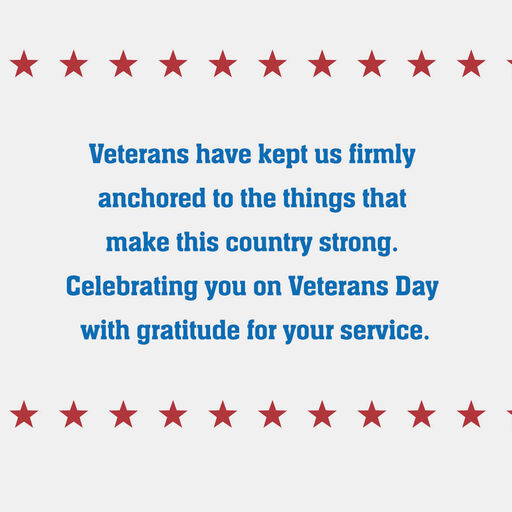 Grateful for Your Service Stars and Stripes Veterans Day Card, 